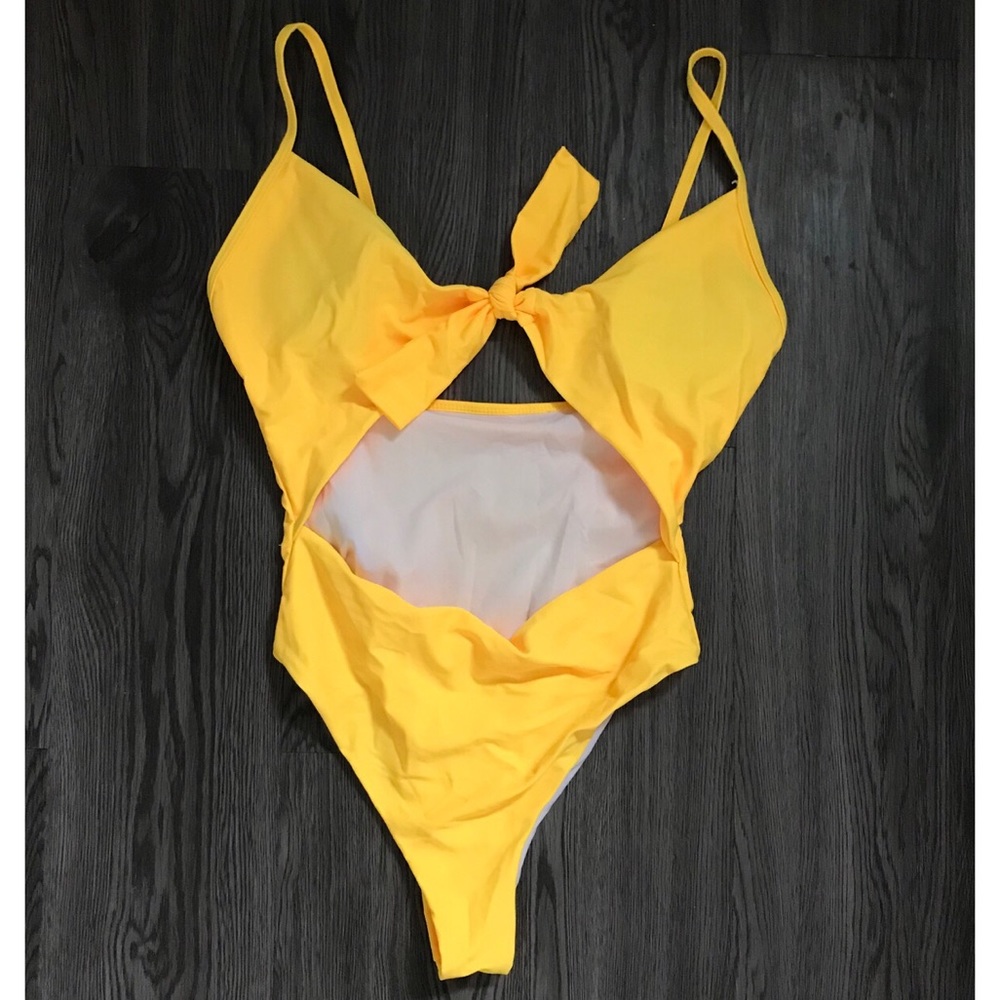 V-Neck Twisted High Waist One Piece Bathing Suit